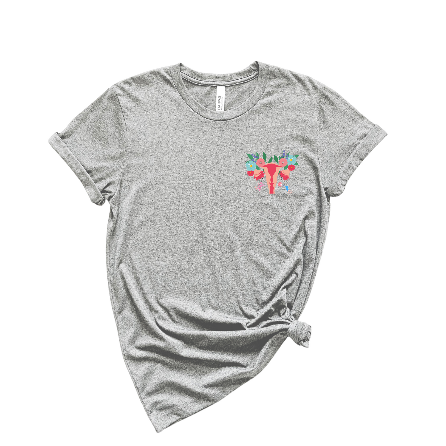 Floral Uterus T-shirt pocket