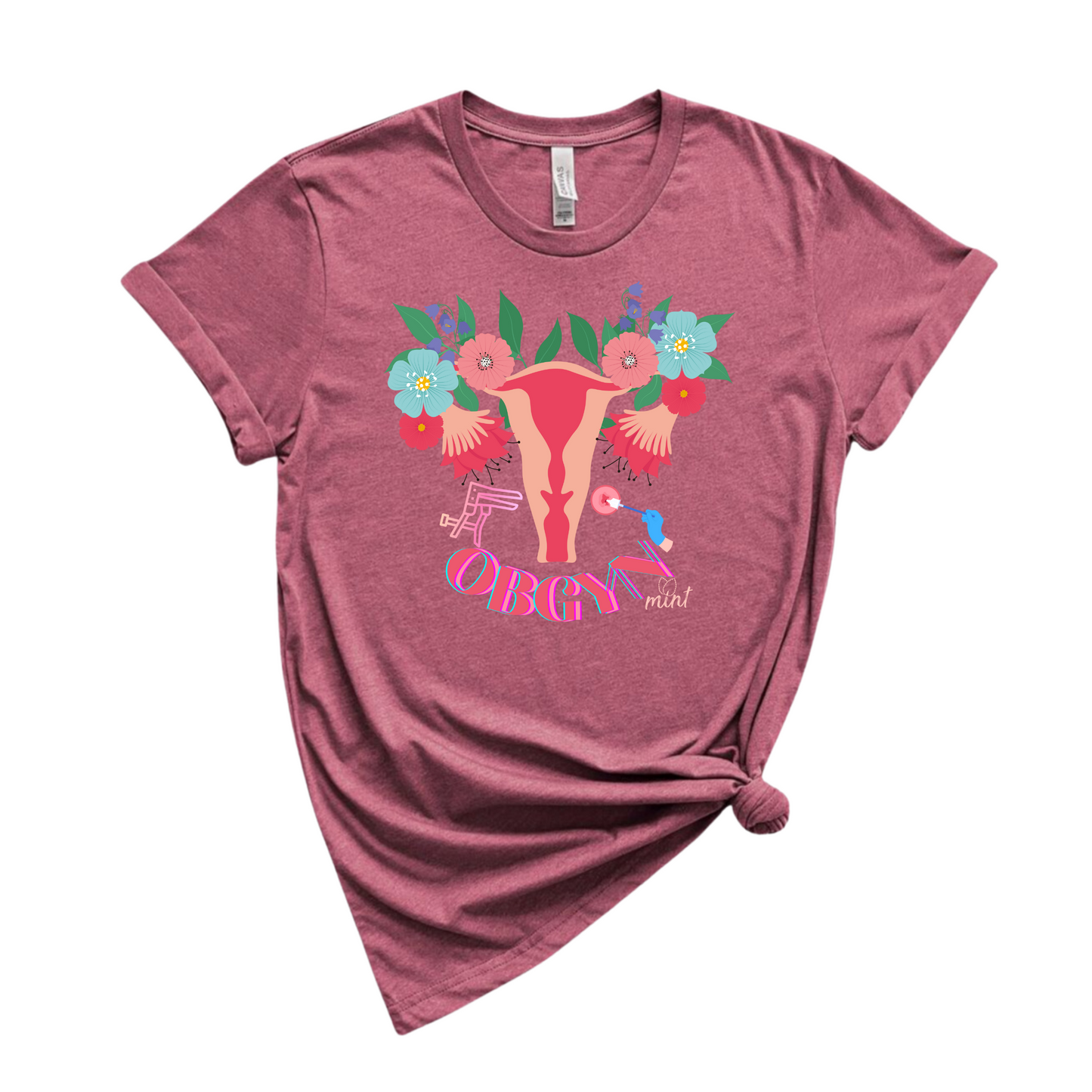 Floral Uterus OBGYN T-shirt