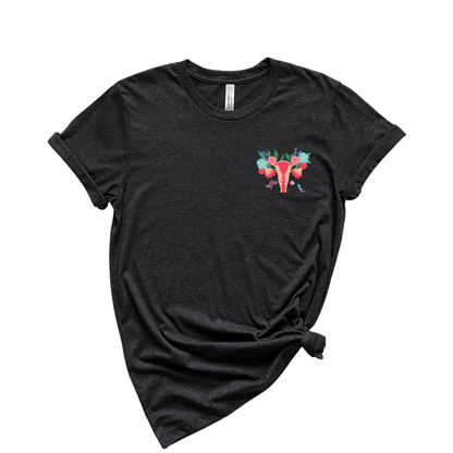 Floral Uterus T-shirt pocket