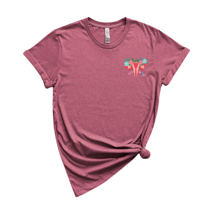 Floral Uterus T-shirt pocket