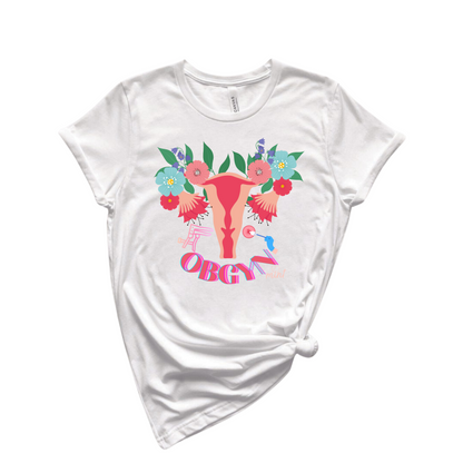 Floral Uterus OBGYN T-shirt