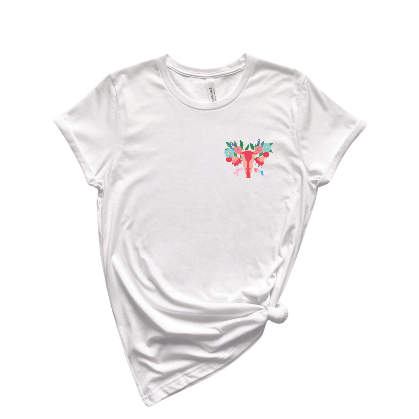 Floral Uterus T-shirt pocket