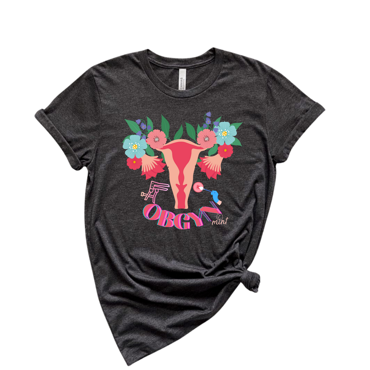 Floral Uterus OBGYN T-shirt