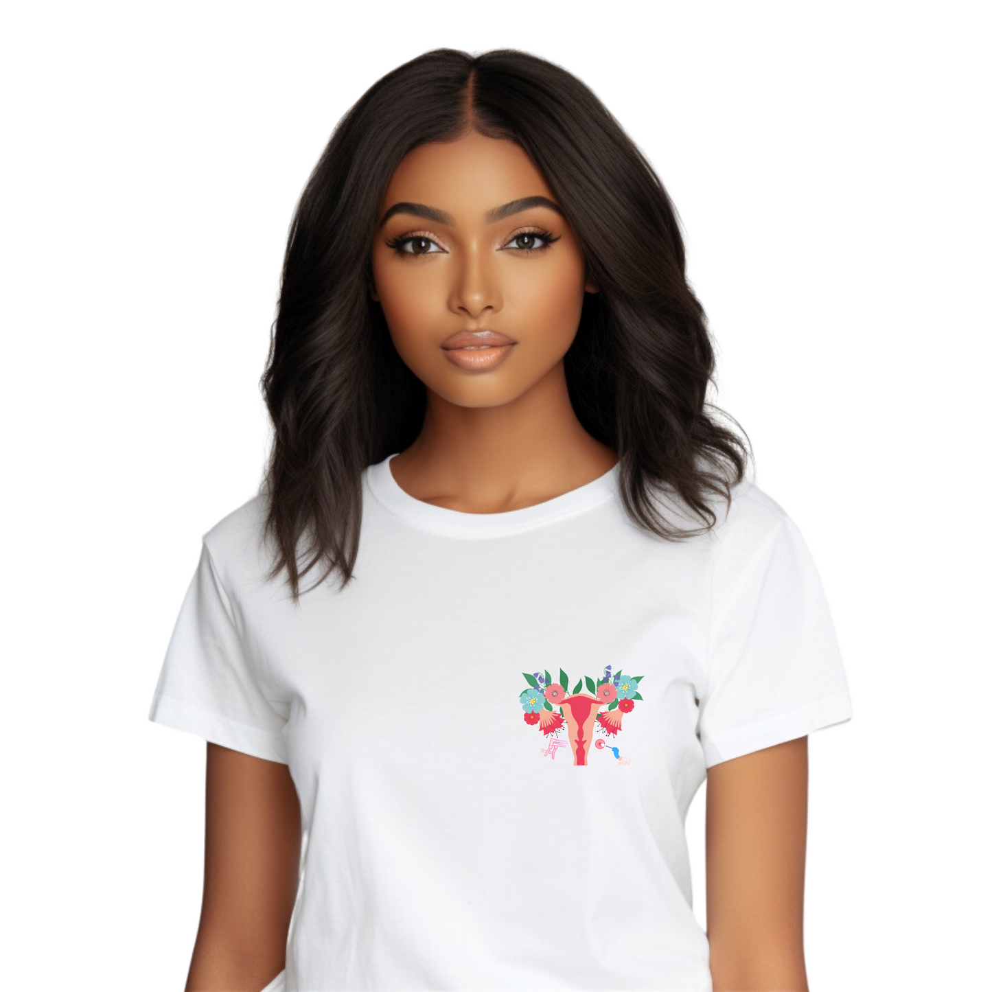 Floral Uterus T-shirt pocket