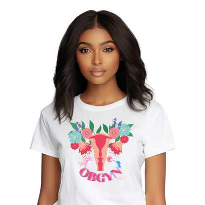 Floral Uterus OBGYN T-shirt