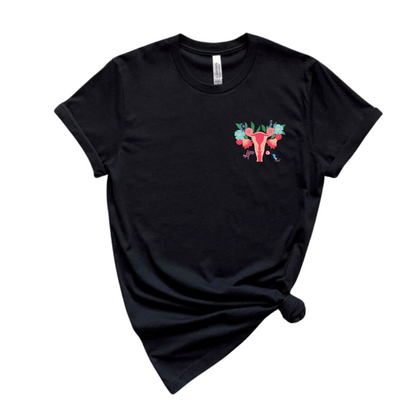 Floral Uterus T-shirt pocket